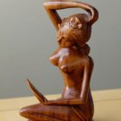 SUBLIME! HANDCARVED WOOD BALINESE BEAUTY SCULPTURE! VTG NUDE STATUE 1960'S GIRL