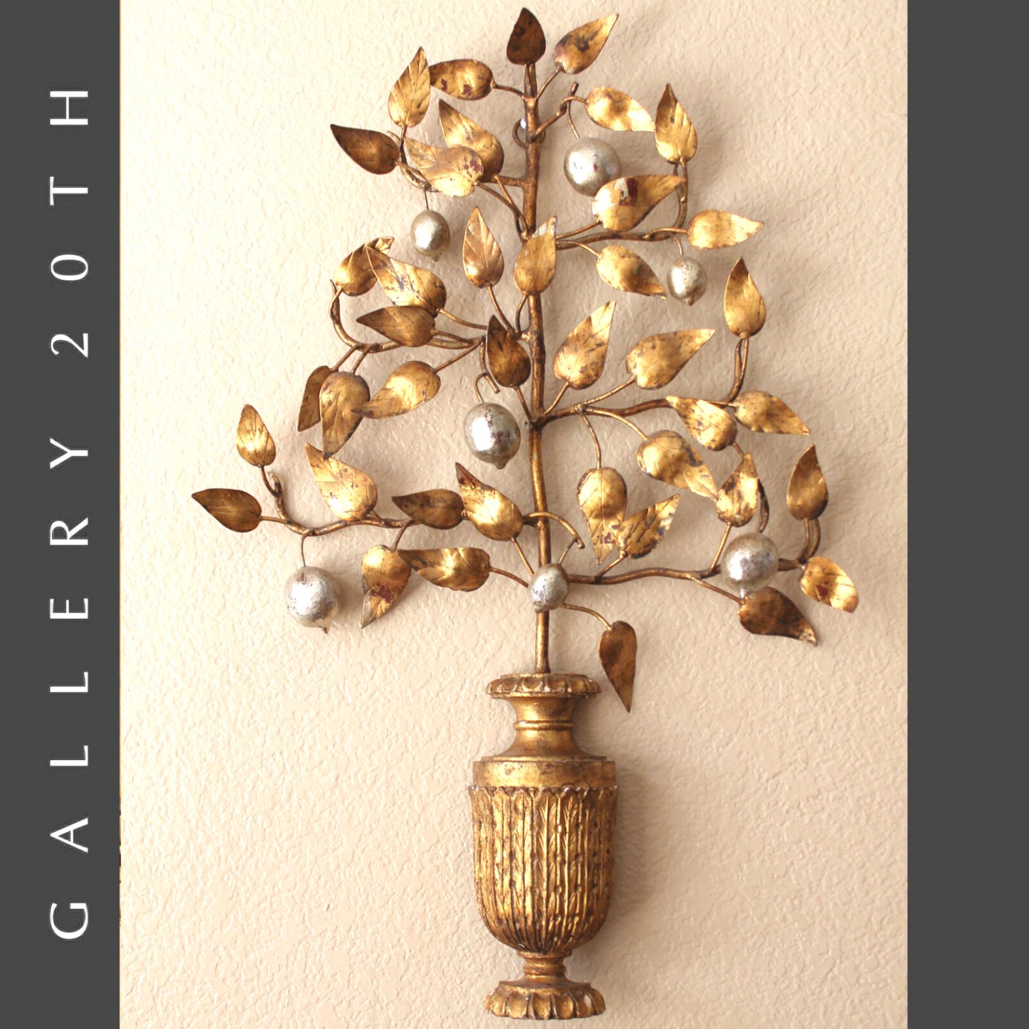 MID CENTURY MODERN OLIVE TREE WALL ART! ORIG. METAL VTG 1960'S RETRO