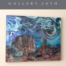 MAJESTIC! SEDONA, AZ RED ROCK DESERT LANDSCAPE VORTEX PAINTING! VTG ART VAN GOGH