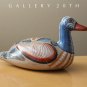 QUACK! LARGE MID CENTURY PAINTED POTTERY DUCK SCULPTURE! 50S MEXICO ORIG ART VTG