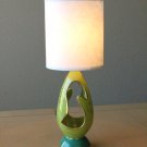 STYLISH! ITALIAN BIOMORPHIC PORCELAIN LAMP! MID CENTURY MODERN GREEN 50'S VTG