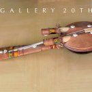 COOL! VTG MID CENTURY LEATHER TIKI HANDMADE DECORATIVE UKELELE! GUITAR ART 50'S