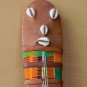 COOL! VTG MID CENTURY LEATHER TIKI HANDMADE DECORATIVE UKELELE! GUITAR ART 50'S