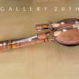 COOL! VTG MID CENTURY LEATHER TIKI HANDMADE DECORATIVE UKELELE! GUITAR ART 50'S