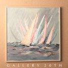 GORGEOUS! PASTEL ABSTRACT SEASCAPE BOAT SHIP OIL PAINTING! VTG ART DECOR 70S 80S