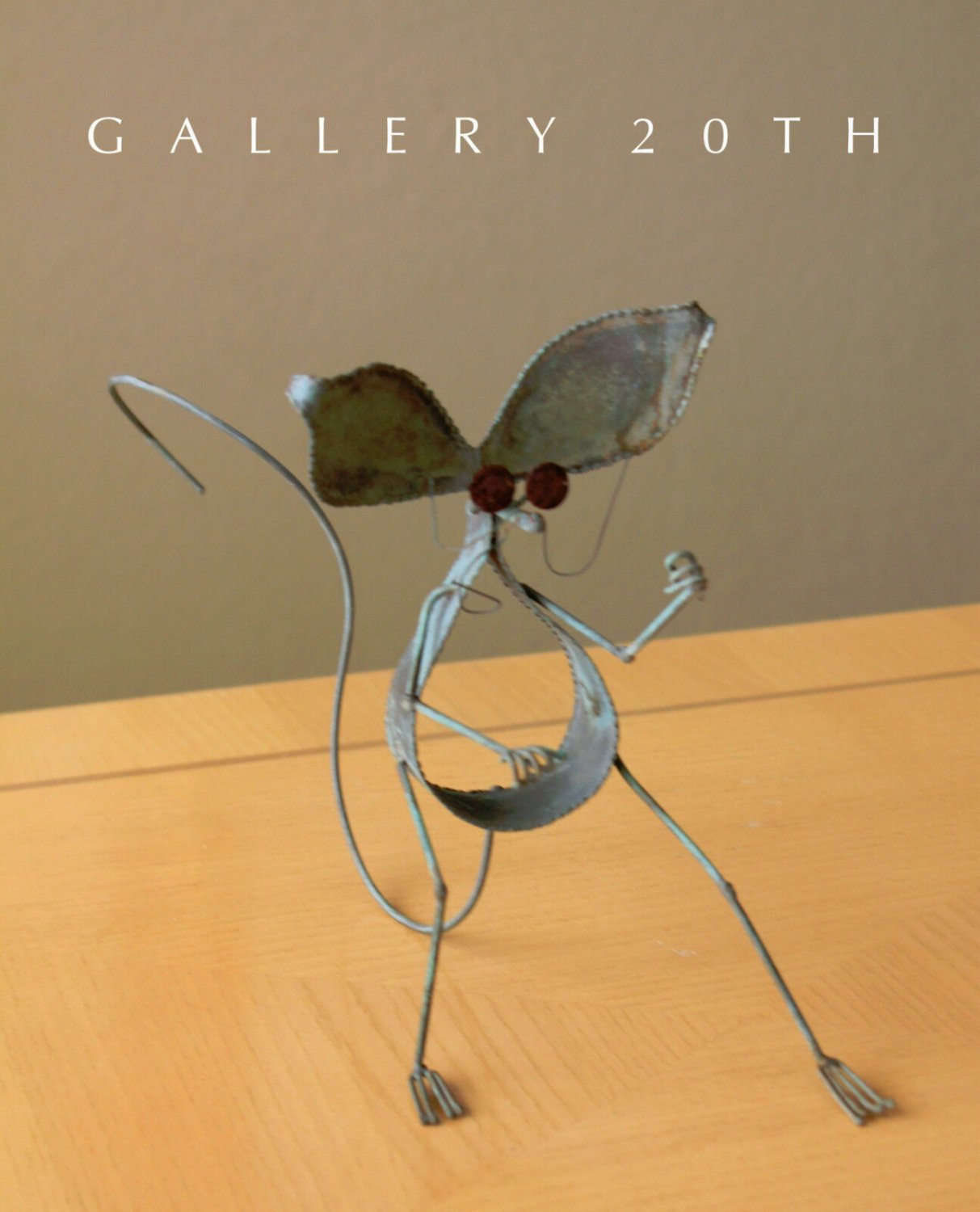 FAB! MID CENTURY BRUTALIST MOUSE SCULPTURE! ABSTRACT ORIGINAL METAL ART! VTG 60s