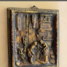 GERMAN WAX RELIEF! 40'S ROMANTICISM! MID CENTURY VTG 3-D ART PAINTING SCULPTURE