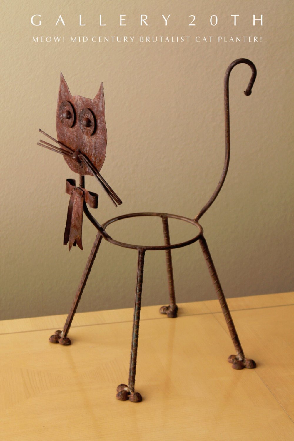 WOW! MID CENTURY MODERN BRUTALIST CAT SCULPTURE PLANTER! KIMBALL BULLET 50'S 60S