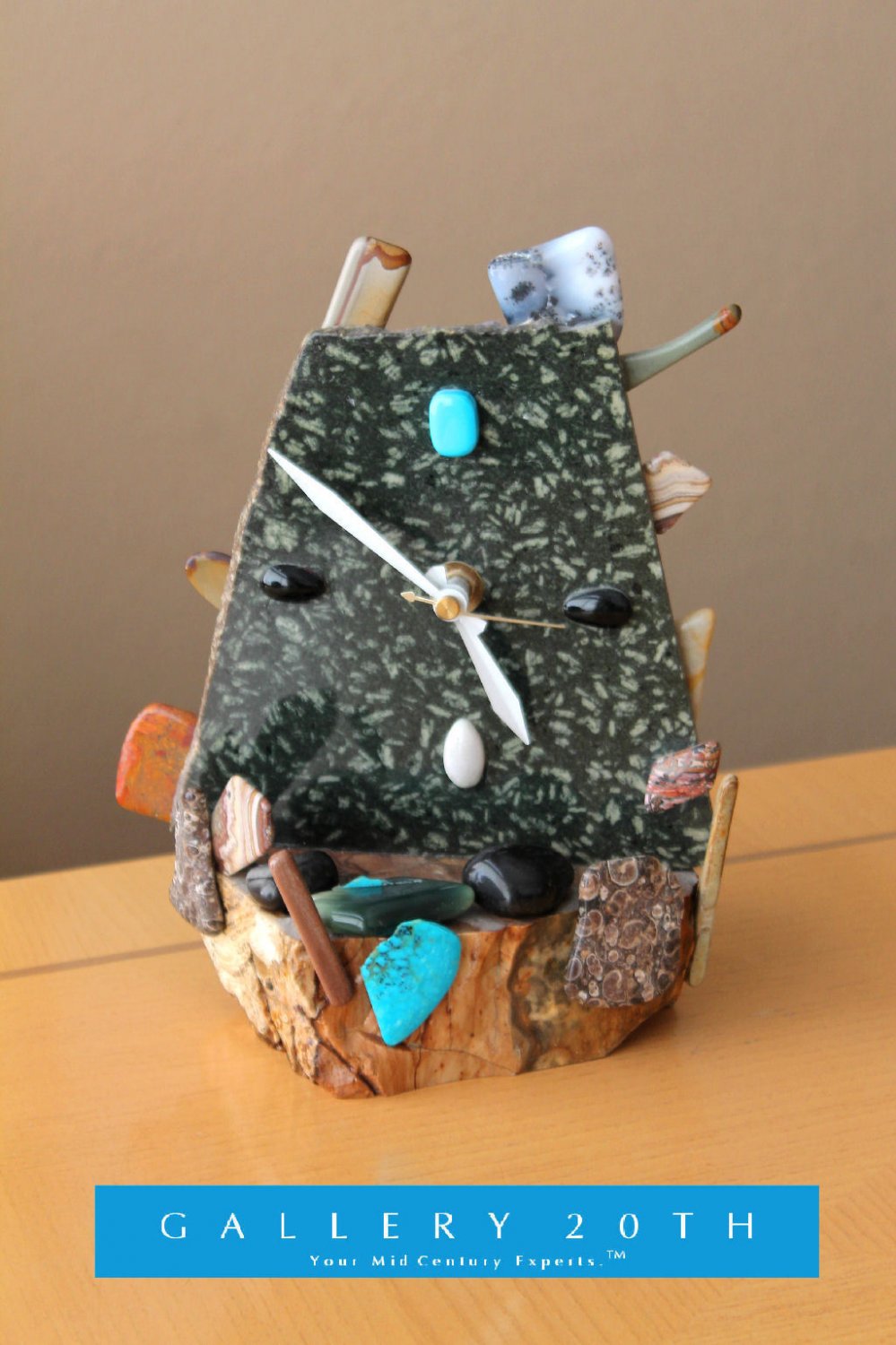 BRUTALIST! MODERNIST ABSTRACT ROCK CLOCK! PEBBLE VTG 50'S ART MID CENTURY 60'S