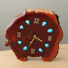 COOL! MID CENTURY LACQUERED WOOD CLOCK! TURQUOISE MODERN RETRO VTG 1960S ATOMIC