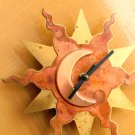 SUN & MOON BRUTALIST WALL CLOCK! MID CENTURY MODERN ART BRASS COPPER VTG CUSTOM