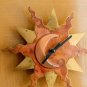 SUN & MOON BRUTALIST WALL CLOCK! MID CENTURY MODERN ART BRASS COPPER VTG CUSTOM