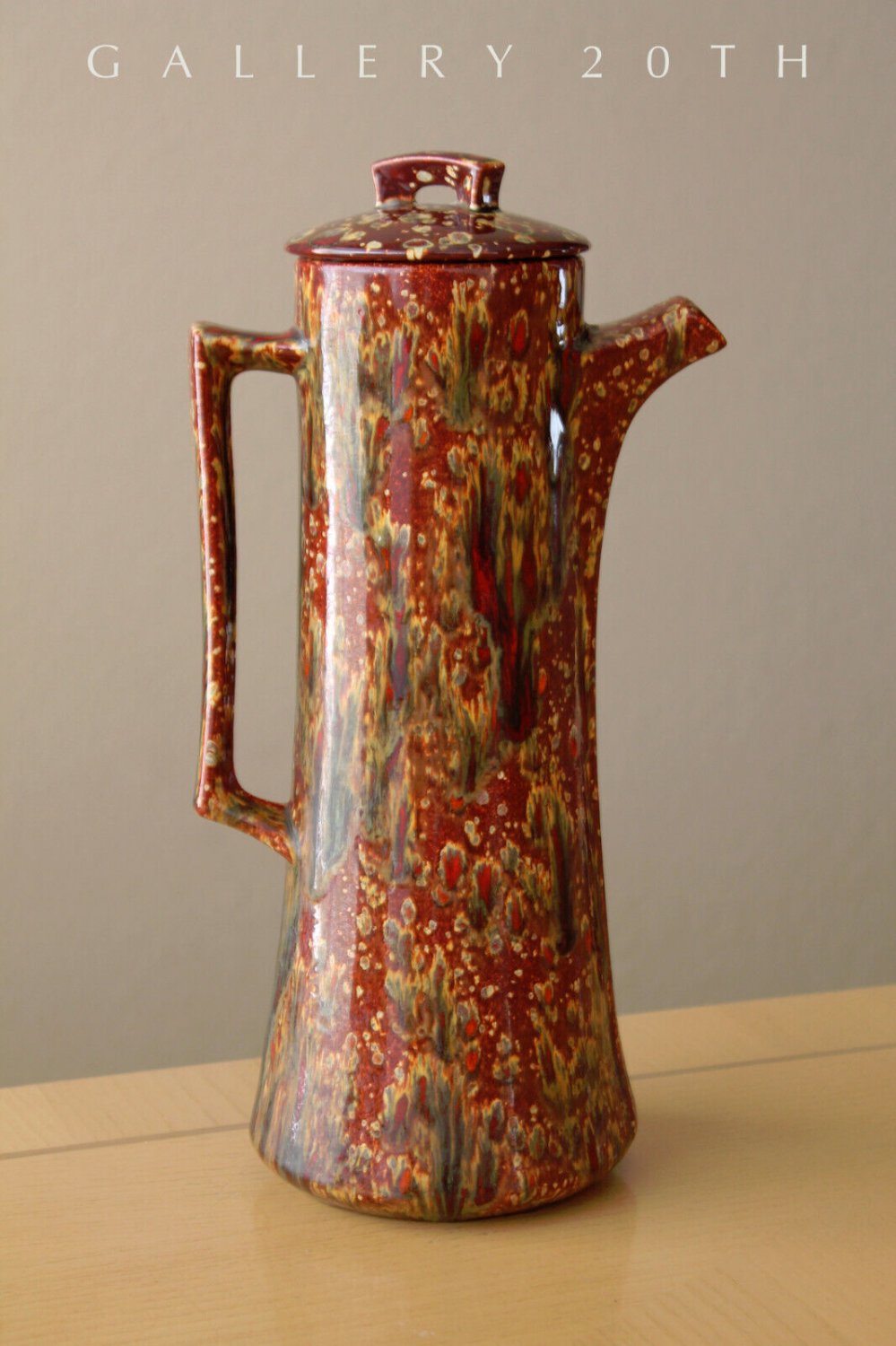 RARE ARNELS ABSTRACT DRIP GLAZE POTTERY PITCHER! MID CENTURY MODERN VTG DECANTER