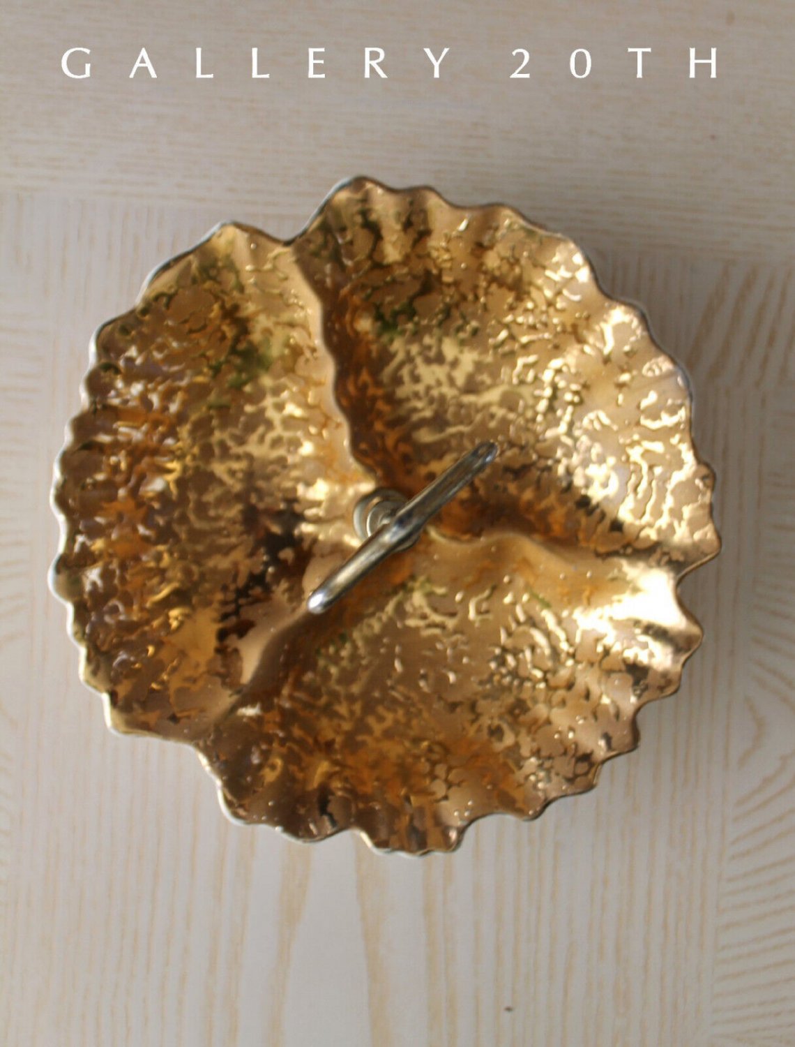 WOW! ATOMIC GOLD CANDY DISH! MID CENTURY DECOR HOLLYWOOD REGENCY CERAMIC 1950S