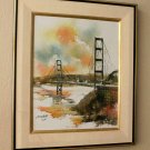 MID CENTURY WATERCOLOR PAINTING! MARCHELLO! ART SAN FRANCISCO GOLDEN GATE BRIDGE