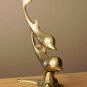 DIVINE! MID CENTURY BRASS SMILING SWIMMING DOLPHINS SCULPTURE! VTG 50'S PORPOISE