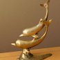 DIVINE! MID CENTURY BRASS SMILING SWIMMING DOLPHINS SCULPTURE! VTG 50'S PORPOISE