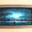 MID CENTURY MODERN BLUE DESERT LANDSCAPE PAINTING! VTG 50S 60S VELVET ART ATOMIC