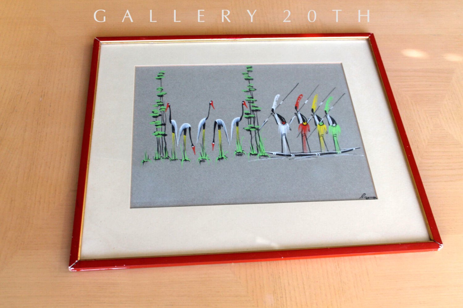 RARE! MID CENTURY MODERN CONGO WARRIORS PAINTING! VTG ART HAGENAUER ORIG BARSONY