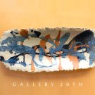 POP! LARGE MID CENTURY ABSTRACT POTTERY TRAY! VTG ART 50S 60S CATCHALL ORIG BLUE