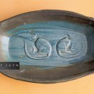 MID CENTURY PAIR OF CATS POTTERY DISH! VTG 50S 60S ART BOWL ORIG TRAY BLUE GREEN MID CENTURY PAIR OF CATS POTTERY DISH! VTG 50S 60S ART BOWL ORIG TRAY BLUE GREEN