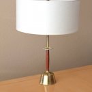 MID CENTURY MODERN DANISH WALNUT BRASS DESK LAMP! 1950S LIGHT VTG ATOMIC DECOR