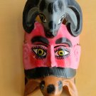 STRIKING! MID CENTURY POLYCHROME DEER RAM FACE MASK! PERUVIAN FOLK ART! WALL ART STRIKING! MID CENTURY POLYCHROME DEER RAM FACE MASK! PERUVIAN FOLK ART! WALL ART