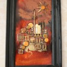 "CITADEL OF TIME" MID CENTURY MODERN ORIGINAL PAINTING!  MIXED MEDIA ART! VTG