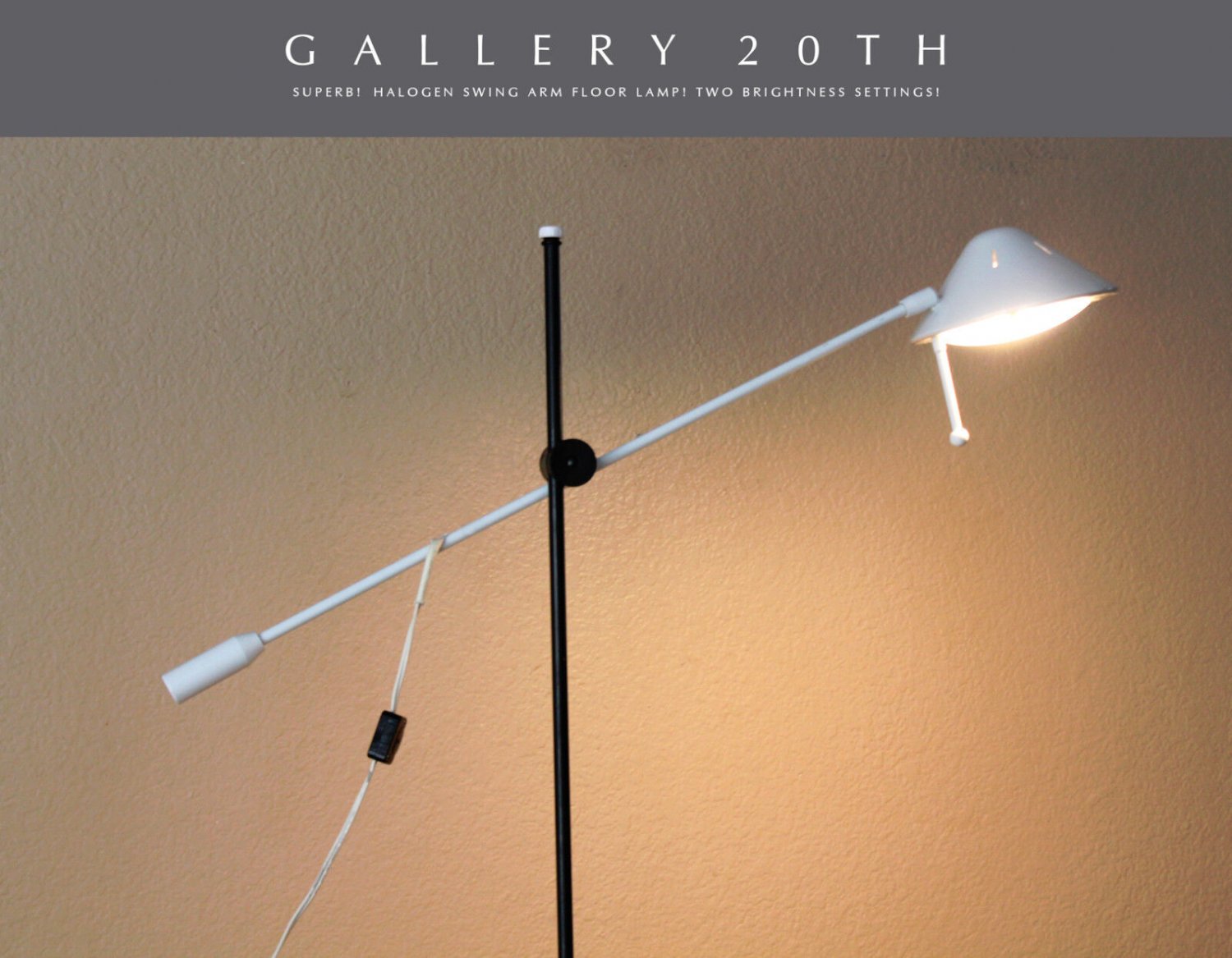 RARE & SLEEK! MODERNIST HALOGEN SWING ARM FLOOR LAMP! VTG ARTICULATING