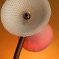 FAB! MID CENTURY MODERN PINK ATOMIC GOOGIE MOSAIC LAMP! 1950S FIBERGLASS SHADE