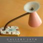 FAB! MID CENTURY MODERN PINK ATOMIC GOOGIE MOSAIC LAMP! 1950S FIBERGLASS SHADE