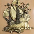 MINTY! MID CENTURY REGENCY GOLD SHIP WALL ART! VTG SCULPTURE 50'S GALLEON MINTY! MID CENTURY REGENCY GOLD SHIP WALL ART! VTG SCULPTURE 50'S GALLEON