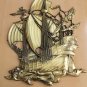 MINTY! MID CENTURY REGENCY GOLD SHIP WALL ART! VTG SCULPTURE 50'S GALLEON