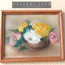 WOW! 1927 ORIG. FLOWERS OIL PAINTING! CHRYSANTHEMUMS STILL LIFE VTG ART DECO 20S