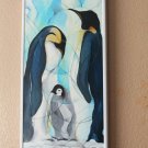 CUTE! VTG PENGUIN FAMILY ORIG OIL PAINTING! 20TH CENTURY DECOR BIRDS WALL ART CUTE! VTG PENGUIN FAMILY ORIG OIL PAINTING! 20TH CENTURY DECOR BIRDS WALL ART
