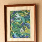 INCREDIBLE MID CENTURY ORIGINAL ABSTRACT PAINTING! GREEN MANNER OF VAN GOGH! ART