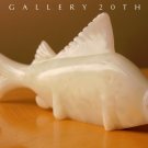 MID CENTURY ALABASTER FISH SCULPTURE! ATOMIC ART 1960S MINIMALISM WHITE ABSTRACT
