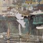GORGEOUS! LARGE ORIG. MID CENTURY CITYSCAPE OIL PAINTING! VTG 50S 60S ART EUROPE
