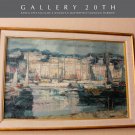 MID CENTURY MODERN DONOVAN MONACO OIL PAINTING! VTG 50 ART BOATS ATOMIC SEASCAPE