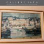 MID CENTURY MODERN DONOVAN MONACO OIL PAINTING! VTG 50 ART BOATS ATOMIC SEASCAPE