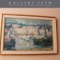 MID CENTURY MODERN DONOVAN MONACO OIL PAINTING! VTG 50 ART BOATS ATOMIC SEASCAPE