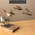 MID CENTURY MODERN ABSTRACT BRUTALIST BIRDS SCULPTURE! VTG 50S 60S METAL ART