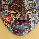 GORGEOUS! MID CENTURY POLYCHROME GODDESS MASK! JAVANESE FOLK ART! WALL SCULPTURE