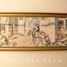 WOW! PERSIAN SHAMSHIR SWORD DANCE TAPESTRY! ART DECO ERA TEXTILE IRAN PAINTING