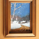 WOW! VTG WINTER SCENE OIL PAINTING! ART MID CENTURY ORIG CHRISTMAS 50S 60S SANTA