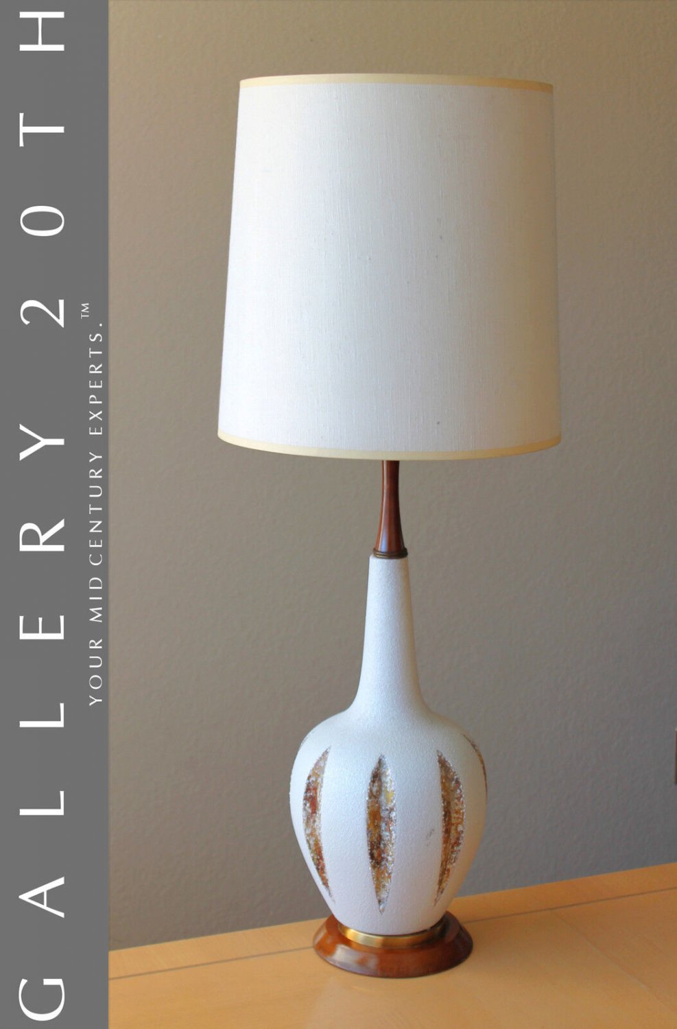 MID CENTURY DANISH ATOMIC MODERN TEAK & PLASTER TABLE LAMP! 1950S VTG SCULPTURAL