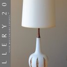 MID CENTURY DANISH ATOMIC MODERN TEAK & PLASTER TABLE LAMP! 1950S VTG SCULPTURAL