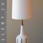 MID CENTURY DANISH ATOMIC MODERN TEAK & PLASTER TABLE LAMP! 1950S VTG SCULPTURAL
