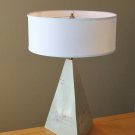 EYE-CATCHER! MID CENTURY MODERN PYRAMID TABLE LAMP! CUBIST WHITE VTG MOD 70S 80S