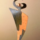 MID CENTURY MODERN BRUTALIST SLATE COPPER METAL SCULPTURE! ABSTRACT VTG ART 70s